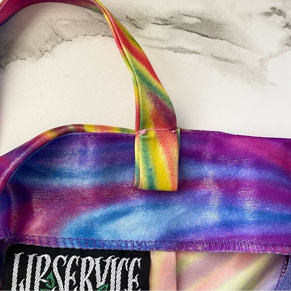 Lip Service Vintage Psychedelic Midi Dress Sleeveless Slit Rainbow Large EUC - Picture 5 of 8